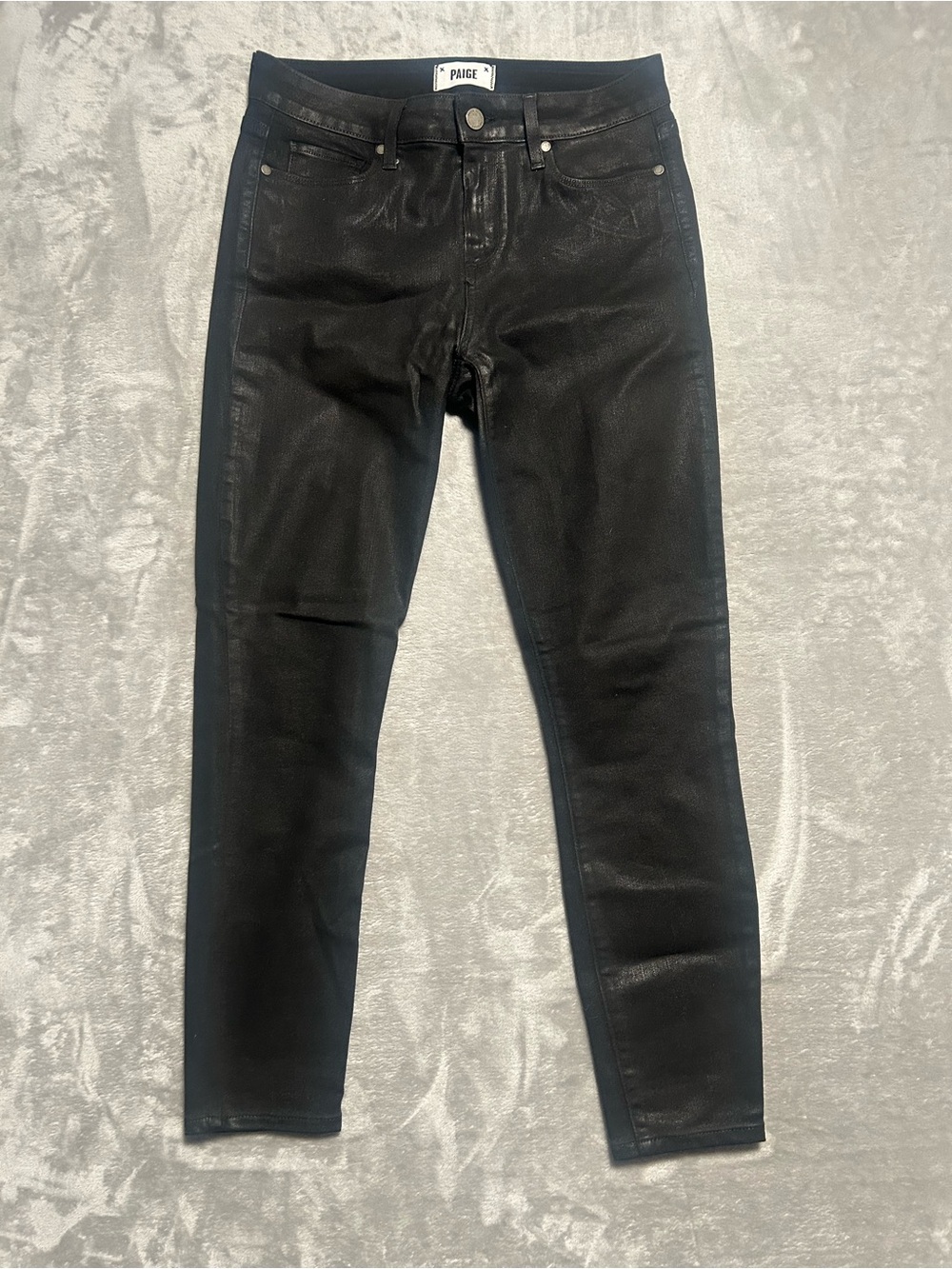Paige Verdugo Ankle Skinny Jeans Women’s 28 Black Faux Leather